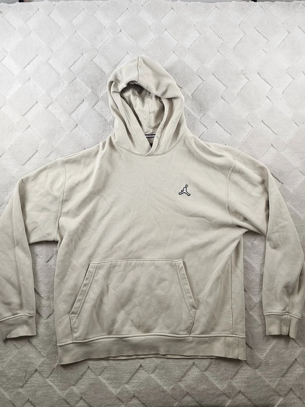 Jordan Hoodie Mens Large Beige Essentials Jumpman Embroidered Pullover